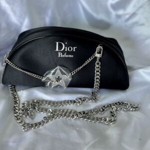 Dior Black Pouch with Silver Chain and Star